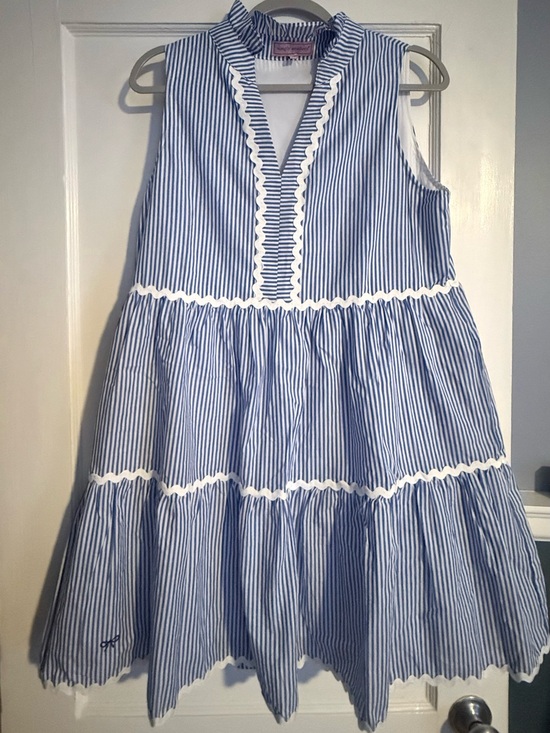 Simply Southern Dresses & Skirts - Women’s  Blue & White Stripe Tiered Dress with Ruffle Trim
